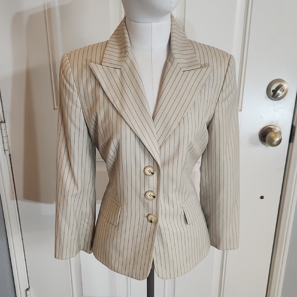 Michael Kors Beige Pinstripe Blazer